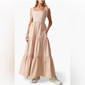 NWT Gingham Tiered Maxi Dress